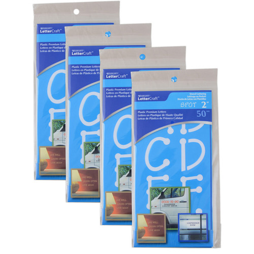 Westcott Lettercraft Reusable Plastic Stencils, Full Alphabet, Spot Font, 2-Inch, 4 Per Pack, 4 Packs ACM15835-4