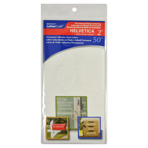 Westcott Lettercraft Permanent Vinyl Lettering, Helvetica, 2-Inch, White ACM15862