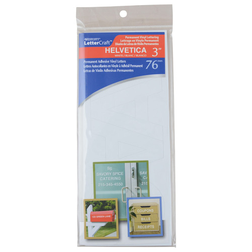 Westcott Lettercraft Permanent Vinyl Lettering, Helvetica, 3-Inch, White ACM15863