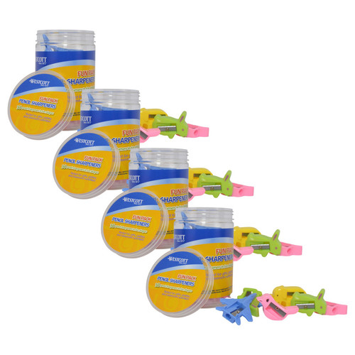 Westcott Manual Pencil Sharpeners Fun Pack, Assorted Shapes, 30 Per Pack, 4 Packs ACM17796-4