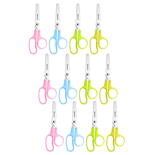 Westcott Value Kids Scissors, Blunt, 5", Assorted Colors, Pack Of 12 ACM42516-12