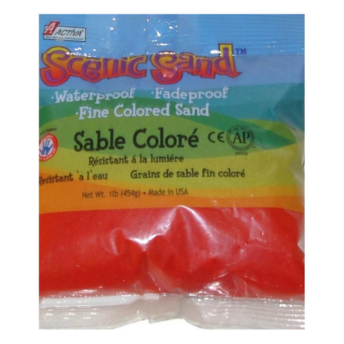 Actíva Scenic Sand Craft Colored Sand, Bright Red, 1Lb (454G) Bag API14481