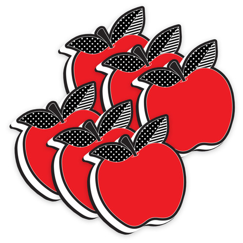 Ashley Magnetic Whiteboard Eraser, Red Apple With Black And White Leaves, Pack Of 6 ASH09988-6