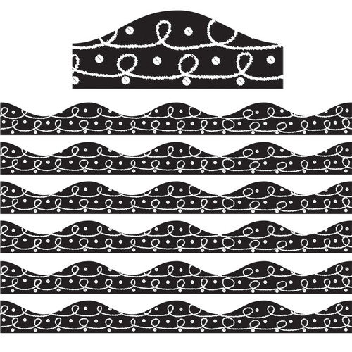 Ashley Magnetic Border, Scribble Chalk Loops, 12 Feet Per Pack, 6 Packs ASH10249-6