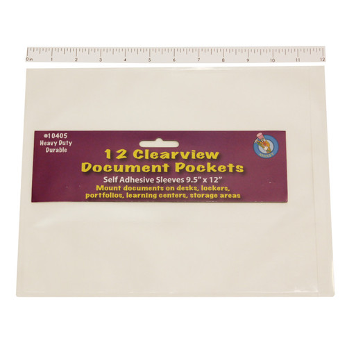 Ashley Clear View Self-Adhesive Document Pocket 9" X 12", Pack Of 12 ASH10405