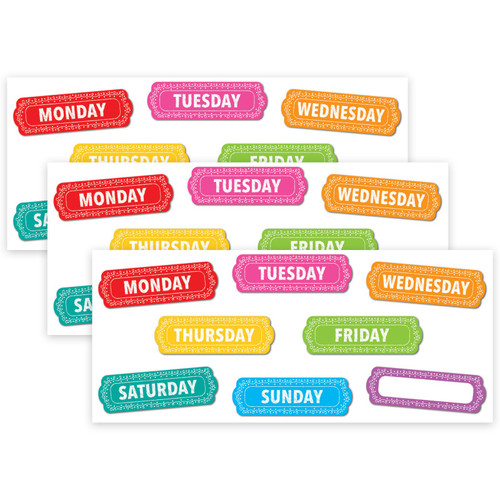 Ashley Magnetic Die-Cut Timesavers & Labels, Days Of The Week, Chalk Loops, 8 Per Pack, 3 Packs ASH19021-3