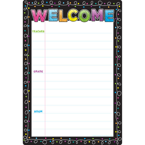 Ashley Smart Poly Chart Chalk Dots Welcome, 13" X 19" ASH91083