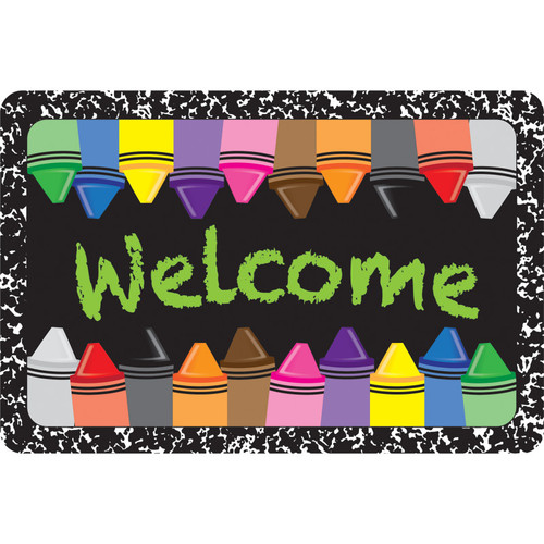 Ashley The Original Fun Mat, Welcome Mat, 15.5" X 23.5", Welcome Crayons Composition ASH91556