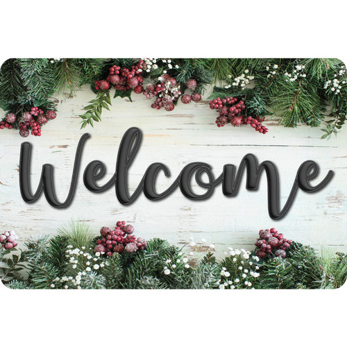 Ashley The Original Fun Mat, Welcome Mat, 15.5" X 23.5", Winter Garland Berries Welcome ASH91576
