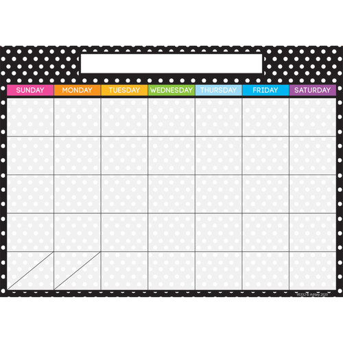 Ashley Smart Poly Postermat Pals Space Savers, 13" X 9-1/2", Bw Dots Calendar ASH95332