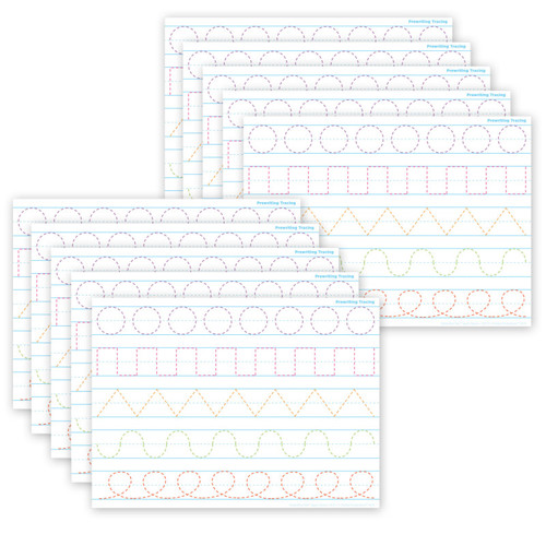 Ashley Smart Poly Postermat Pals Space Savers, 13" X 9-1/2", Prewriting Tracing, Pack Of 10 ASH97017