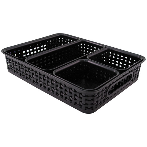 Thinkspace Plastic Weave Bin, Black, Pack Of 5 AVT37530
