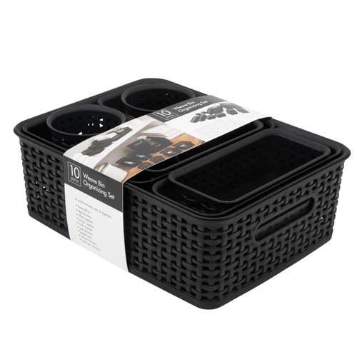 Thinkspace Plastic Weave Bin, Black, Pack Of 10 AVT38398