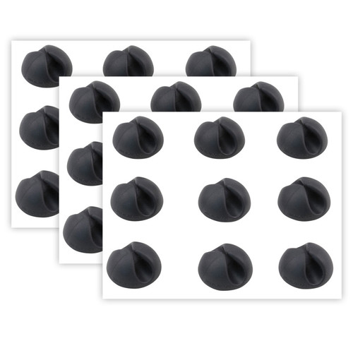 Bluelounge Cabledrop Minis Cord Management, Black, 9 Per Pack, 3 Packs AVTBLUCDMBL-3