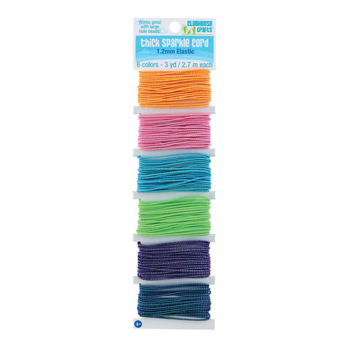 Clubhouse Thick Sparkle Elastic Cord, 6 Colors, 18 Yards AVTSUL8900111