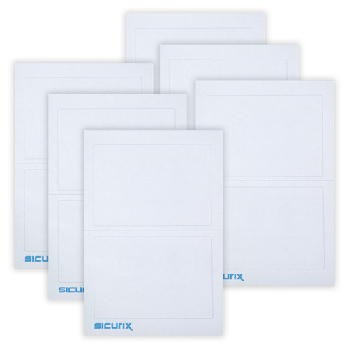 Sicurix Plain Adhesive Badges, White, 100 Per Pack, 6 Packs BAU67641-6