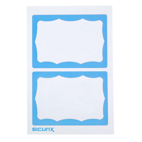 Sicurix Adhesive Badges, Blue Border, Pack Of 100 BAU67643