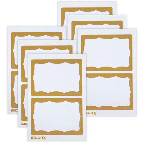 Sicurix Adhesive Badges, Gold Border, 100 Per Pack, 6 Packs BAU67647-6