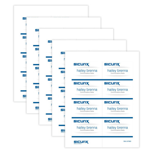 Sicurix Printable Badge Inserts, 3-1/2" X 2-1/4", 56 Per Pack, 5 Packs BAU67660-5