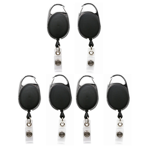 Sicurix Quick Clip Oval Id Badge Reel, Black, Pack Of 6 BAU68754-6