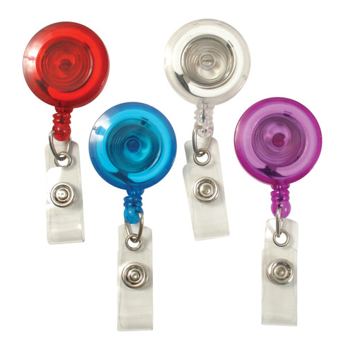 Sicurix Standard Round Id Badge Reel With Belt Clip & Strap, Translucent Assorted, Pack Of 4 BAU68884