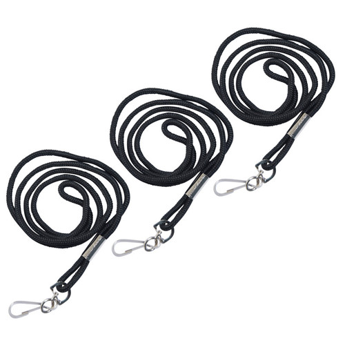 Sicurix Standard Lanyard, Rope Style, J Hook, Black, 12 Per Pack, 3 Packs BAU68939-3
