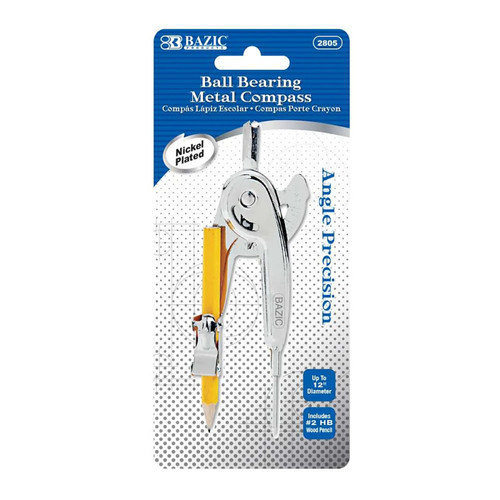 Bazic Metal Ball Bearing Compass With #2 Wood Pencil BAZ2805