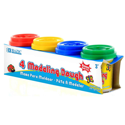 Bazic Modeling Dough, 2 Oz. Multi Color, Pack Of 4 BAZ3309
