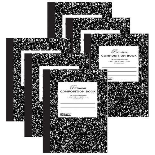 Bazic Premium Composition Book, College Ruled, Black Marble, 100 Sheets, Pack Of 6 BAZ5091-6