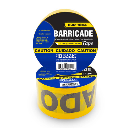 Bazic Caution Barricade Tape, Yellow, 3" X 1000' BAZ9021