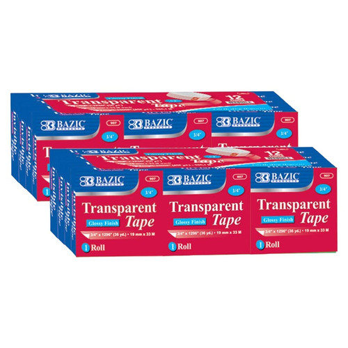 Bazic Tape Refill, Transparent Tape, 3/4" X 1296", 12 Per Pack, 2 Packs BAZ907-2