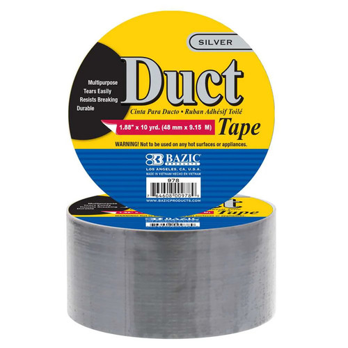 Bazic Silver Duct Tape, 1.88In X 10Yd BAZ978