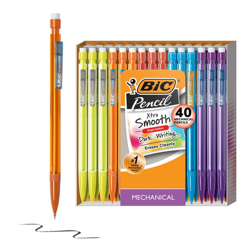 Bic Mechanical Pencil Xtra Life, Assorted Colors, 40 Count BICMPCE40BLK