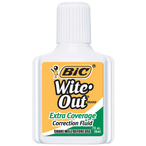 Bic Wite Out Correction Fluid, Extra Coverage BICWOFEC12