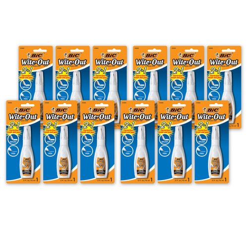 Bic Wite Out 2 In 1 Correction Fluid, Pack Of 6 BICWOPFP11-6