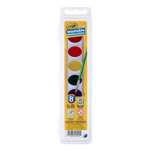 Crayola Semi-Moist Washable Watercolor Set, 8 Colors BIN525
