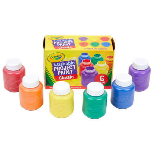 Crayola Washable Project Paint, Classic Colors, 2 Ounce Bottles, 6 Count BIN541204