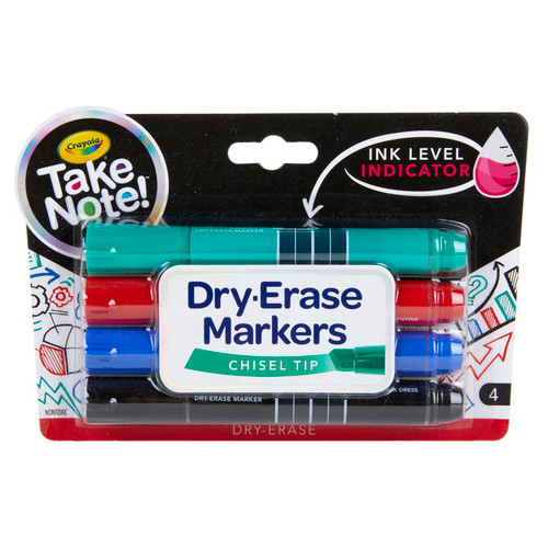 Crayola Take Note Chisel Tip Dry Erase Marker, Pack Of 4 BIN586543