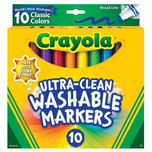 Crayola Ultra-Clean Markers, Broad Line, Classic Colors, Pack Of 10 BIN587851