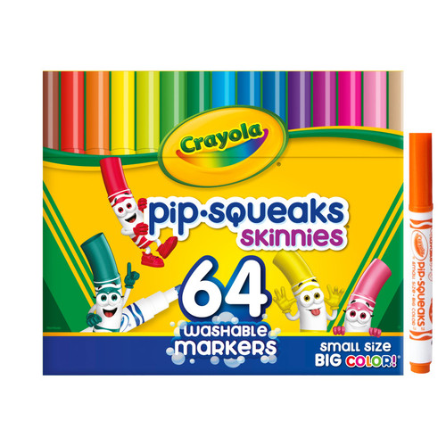 Crayola Washable Pip-Squeaks Skinnies Markers, 64 Count BIN588764