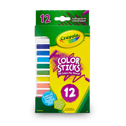 Crayola Color Sticks, Woodless Colored Pencils, 12 Count BIN682312
