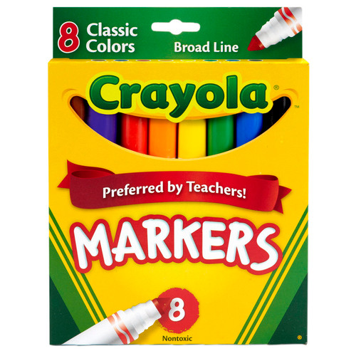 Crayola Broad Line Markers, Classic Colors, 8 Classic Colors BIN7708
