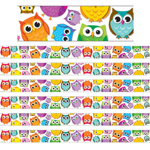Carson Colorful Owls Straight Border, 36 Feet Per Pack, 6 Packs CD-108176-6