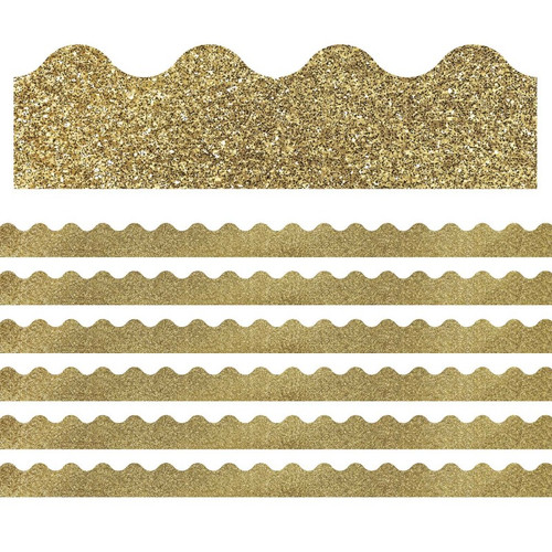 Carson Sparkle + Shine Gold Glitter Scalloped Border, 39 Feet Per Pack, 6 Packs CD-108319-6