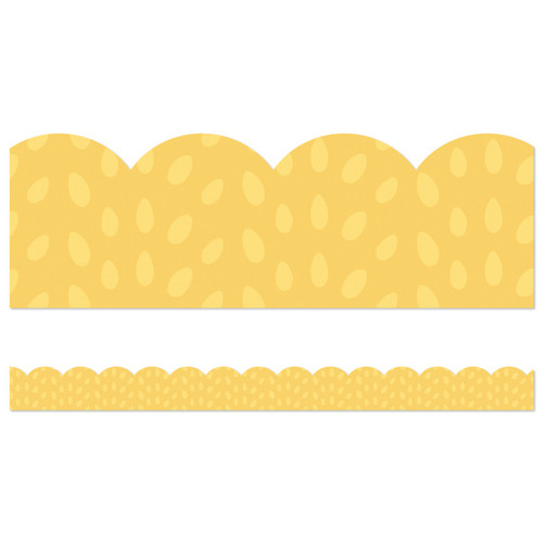 Carson Grow Together Yellow With Painted Dots Scalloped Borders, 39 Feet CD-108490