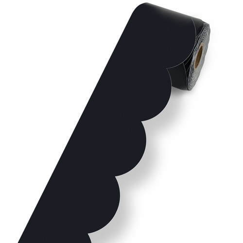 Carson Black Rolled Scalloped Bulletin Board Borders, 3 Inch X 65 Feet CD-108515