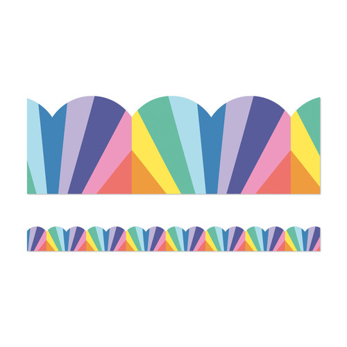 Carson We Stick Together Rainbow Burst Scalloped Bulletin Board Borders, 39 Feet CD-108518