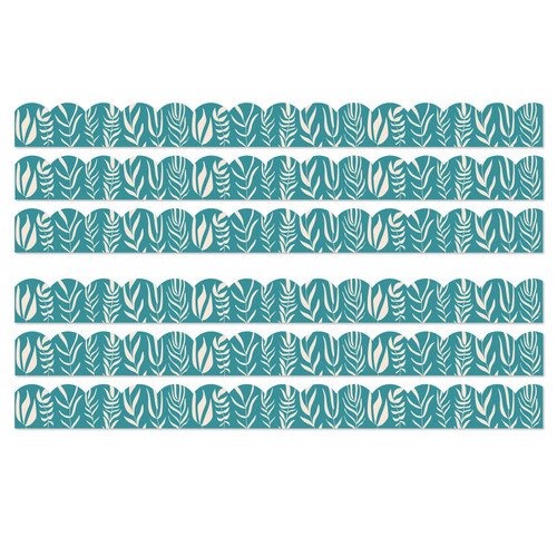 Carson True To You Teal With Leaves Scalloped Bulletin Board Borders, 39 Feet Per Pack, 6 Packs CD-108522-6