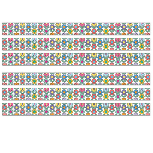 Carson Happily Ever Elementary Retro Remix Flowers Straight Bulletin Board Borders, 36 Feet Per Pack, 6 Packs CD-108543-6