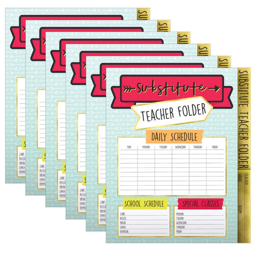 Carson Aim High Substitute Teacher Folder, Grade Pk-8, Pack Of 6 CD-136020-6